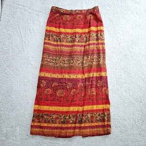 Vtg 90s Stonebridge Skirt  10 Floral Half Wrap Straight Maxi Travel Resort
